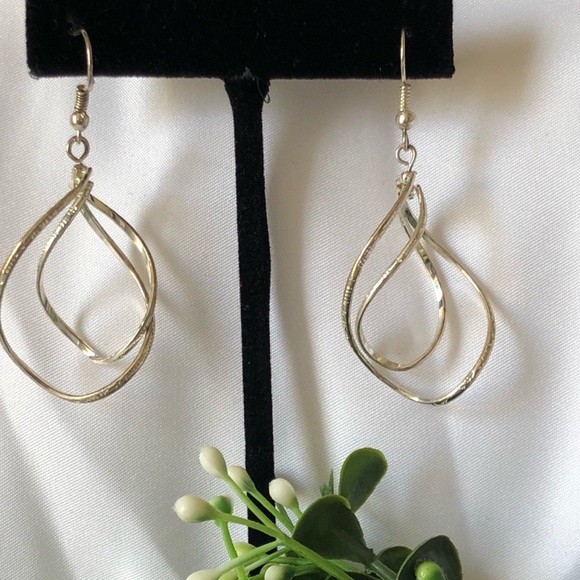 Etched Silver Dangle Spinner Earrings - Picture 6 of 6